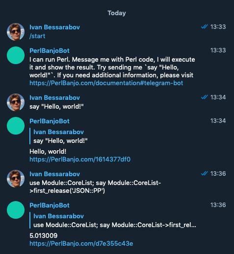 PerlBanjo Telegram bot in chat